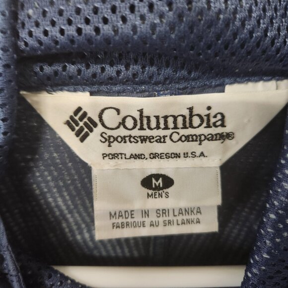 Columbia Men’s Medium Hooded Windbreaker Jacket Navy Gray Packable Nylon - Picture 12 of 12